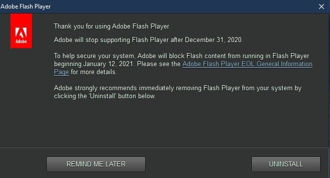 Google Chrome ends support to Adobe Flash Player from 31st December 2020