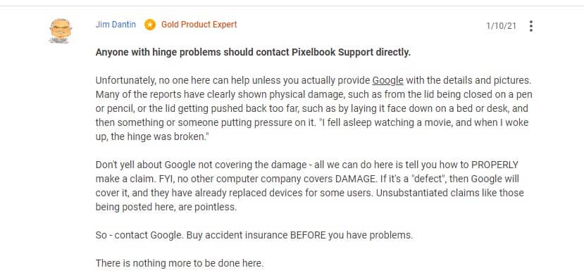 Pixelbook Go Broken Hinge warranty: Policy change in progress! Google offering replacements, confirms a user