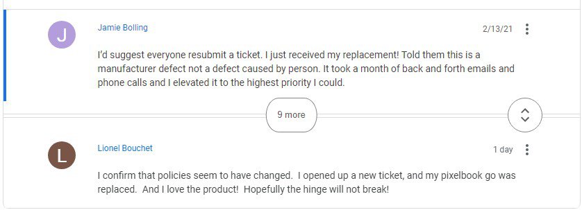 Pixelbook Go Broken Hinge warranty: Policy change in progress! Google offering replacements, confirms a user