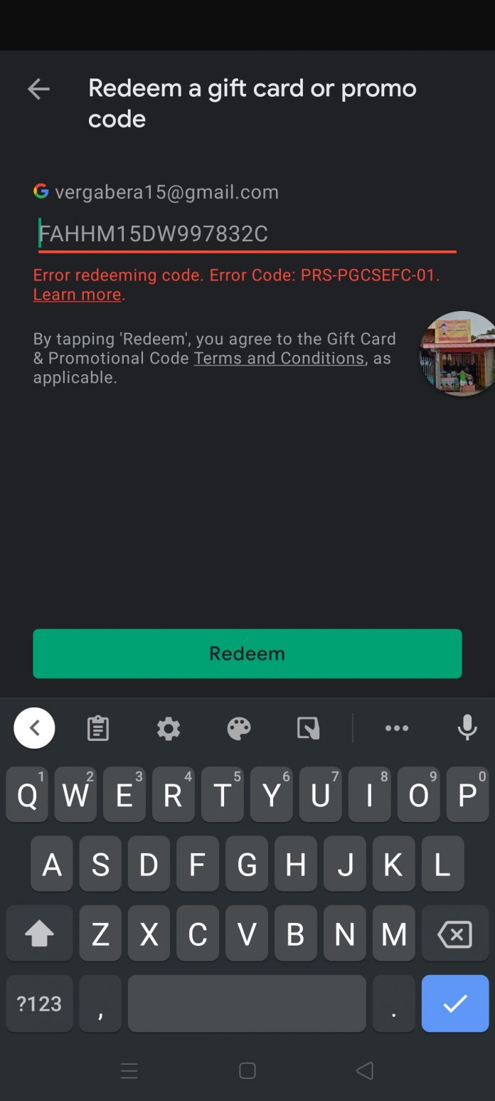 How To Fix Google Play Redeem Gift Card Error Code PRS-PGCSEFC-01