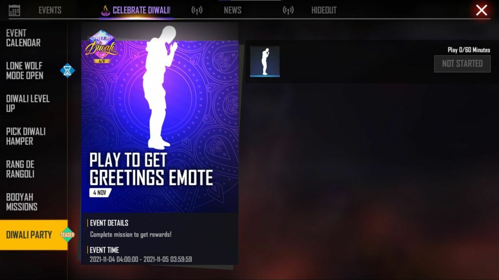 Free Fire Diwali Event 2021 - All you must know about Event Calendar, Rewards, and More!