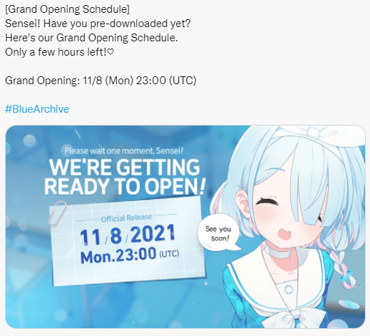 Blue Archive global launch happening on 8th November @23:00 hours