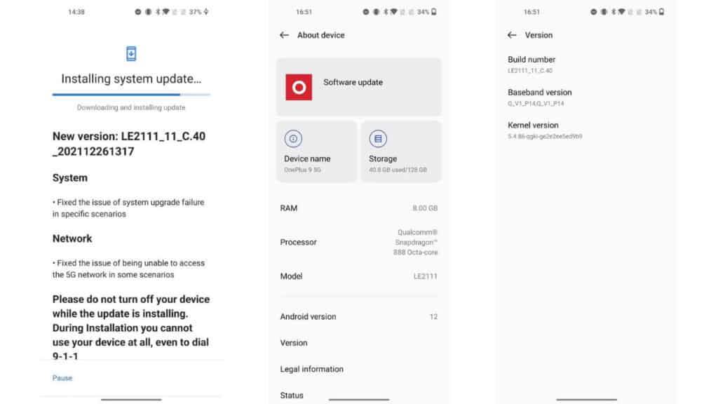 Is the latest OxygenOS 12 C.40 update for OnePlus 9/9 Pro being rolled out to EU soon?