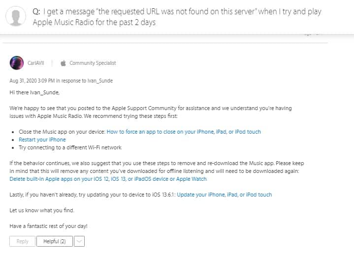 Apple Music ‘The requested URL was not found’.webp