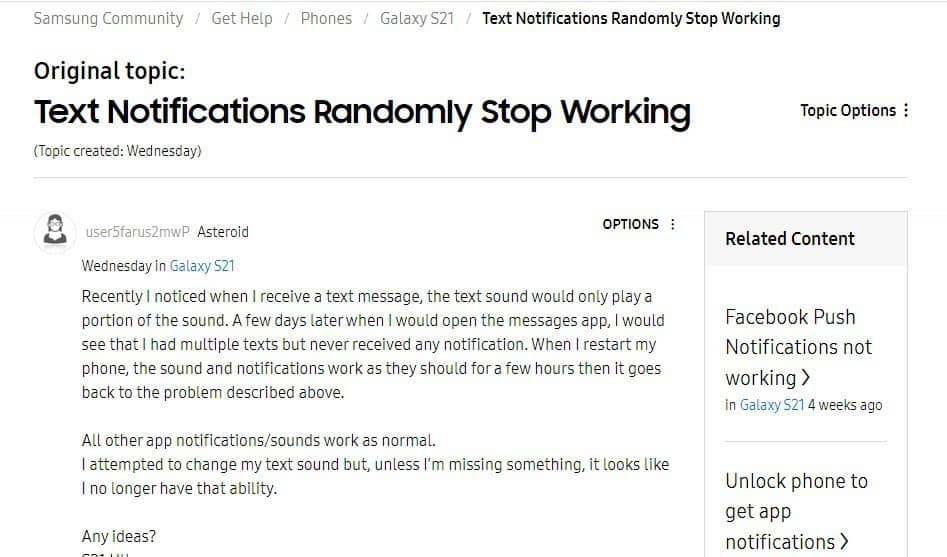 Samsung Galaxy S21 volume drop and notification sound glitch reported