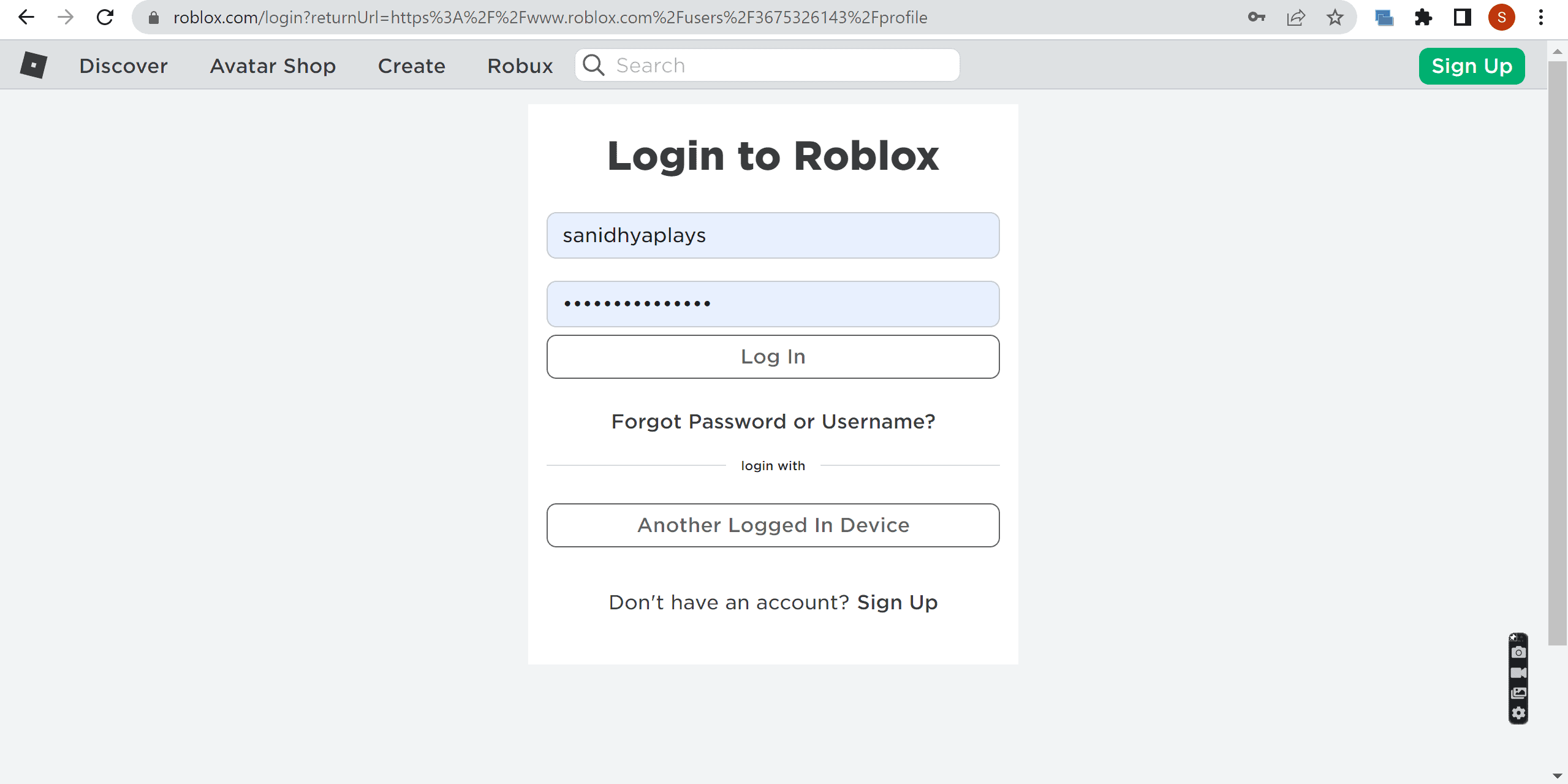 Step 1: Log in to your Roblox account in which you want the items to be redeemed