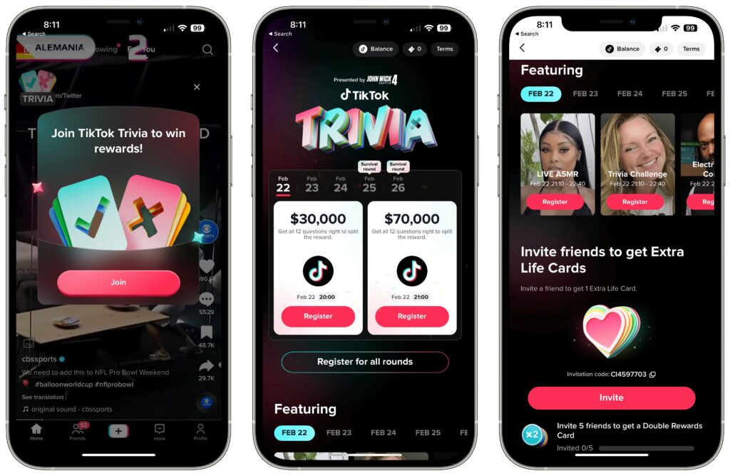 How can you exit from the TikTok Trivia pop-up?