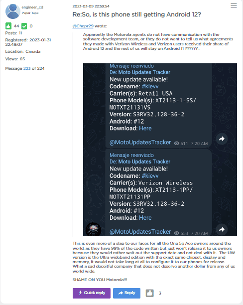 [Update] When will the Motorola Moto One 5G Ace get the Android 12 update? Verizon-locked units started receiving