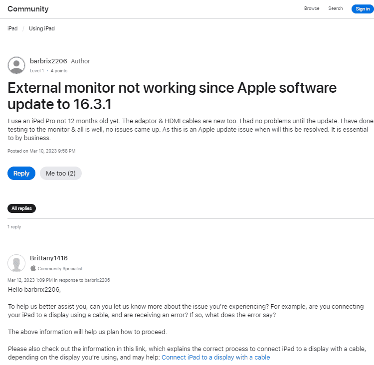 iPadOS 16.3.1 update: Apple Pencil, External Display or Sidecar support don't seem to work
