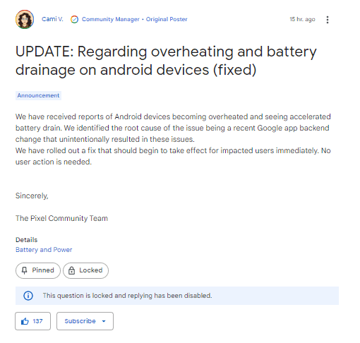 Here's how to fix the abnormal Google Pixel battery drain and overheating issues after the latest update!