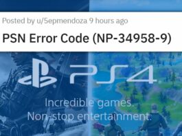 fix PS4 error code NP-34958-9