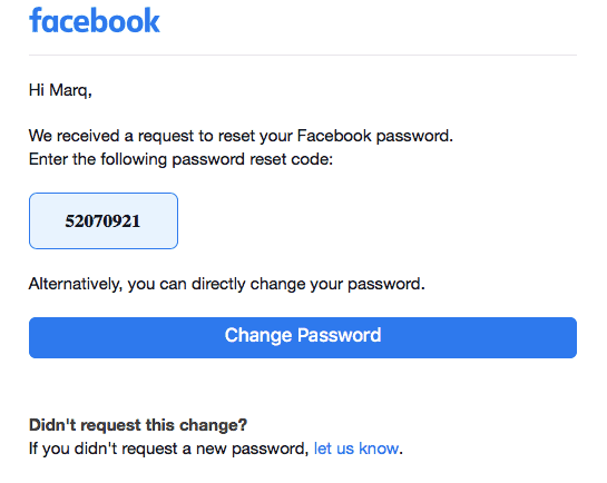 Facebook Recovery Code Scam Emails on the rise again
