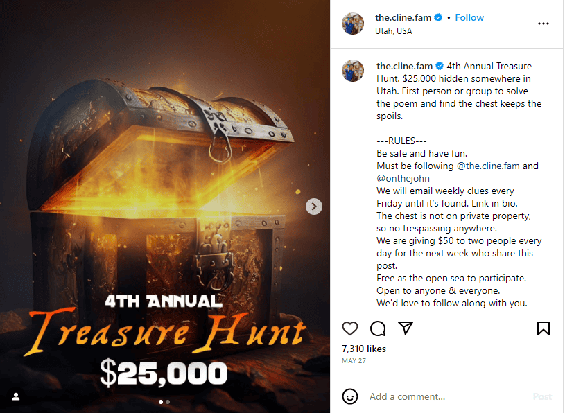 Are there any confirmed clues for the hidden $25K Utah Treasure Hunt 2023? Check them out