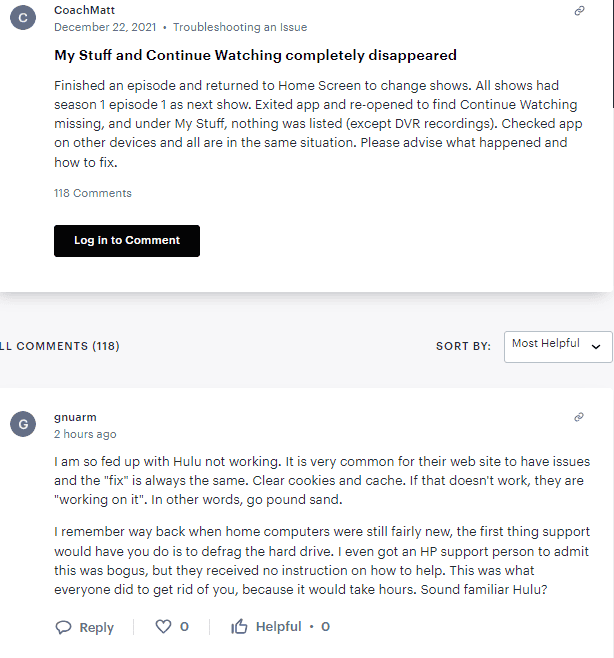 Hulu 'Continue Watching' option goes missing again for many users
