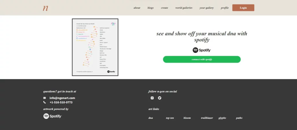 Create your own Spotify DNA chart using NGen