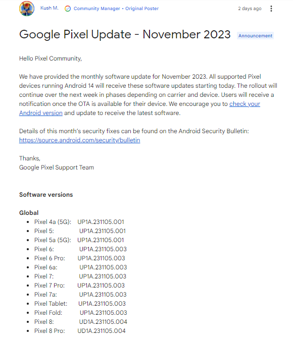 Google surprises Pixel 4a users with Android 14 November update rollout