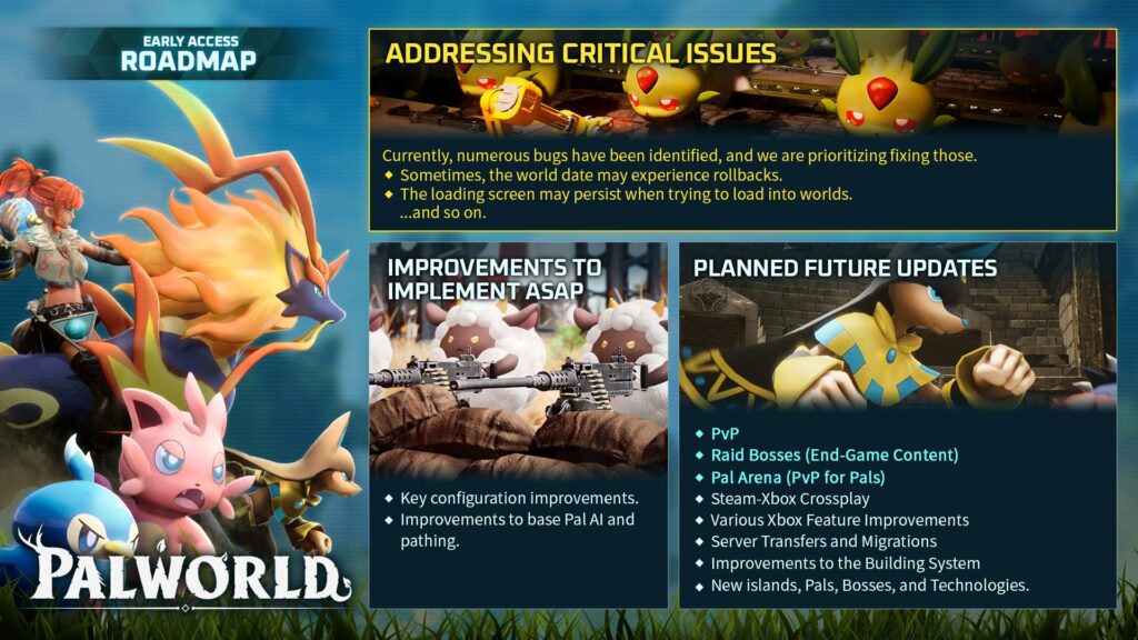 Palworld Roadmap 2024 for updates, PvP release date, and more