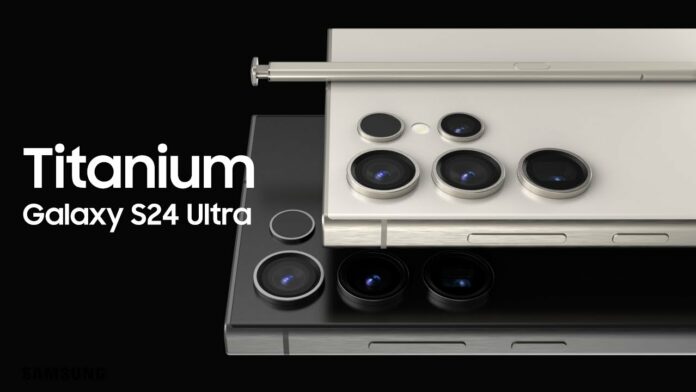 How much titanium does Galaxy S24 Ultra have compared to the iPhone 15 Pro Max?