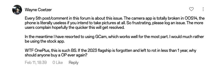 Don't update your OnePlus 11 with the February OxygenOS 14 update! Camera problems reported by many