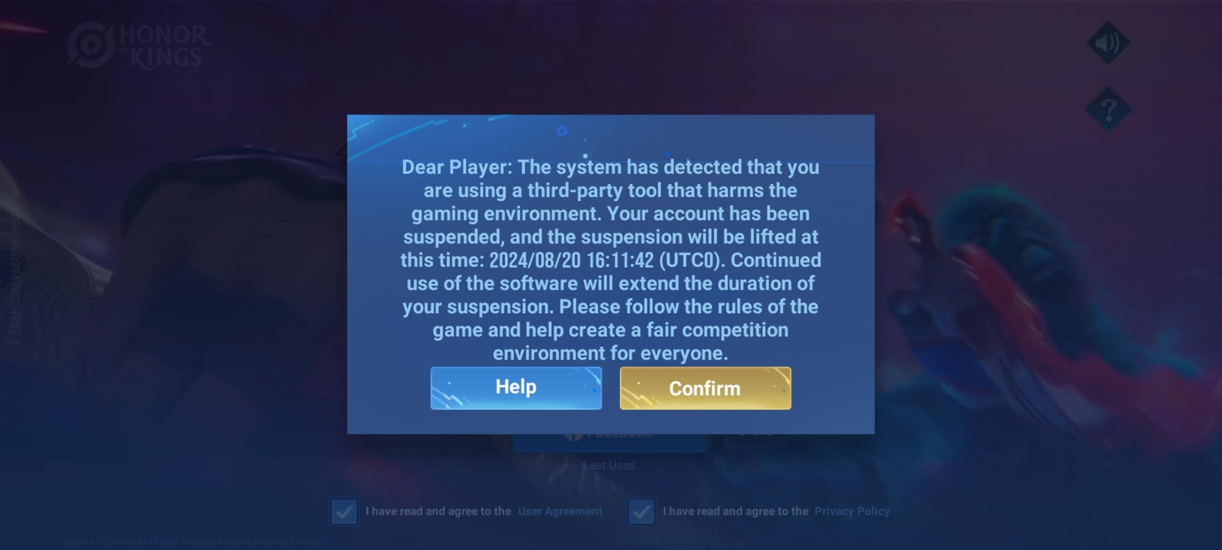 Honor of Kings account unbanned